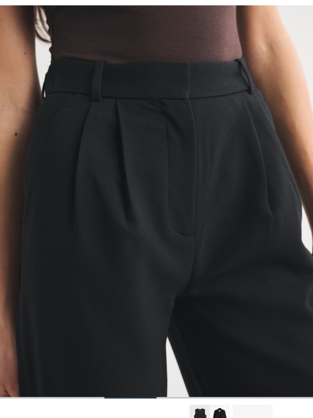 Abercrombie & Fitch Women’s Black Sloane  Low Rise Tailored Wide Leg Pants - Picture 3 of 6